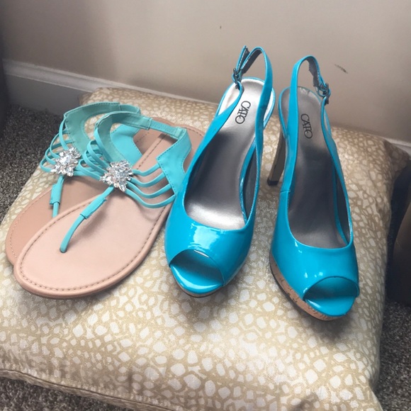 teal flat sandals